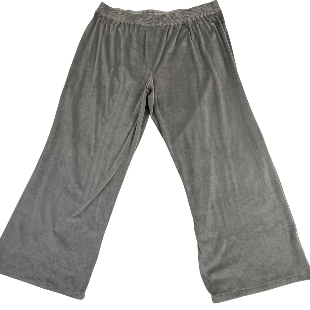 SKIMS Velour Wide Leg Sleep Pants Smoke Gray Womens Size‎ 3XL Elastic Waist